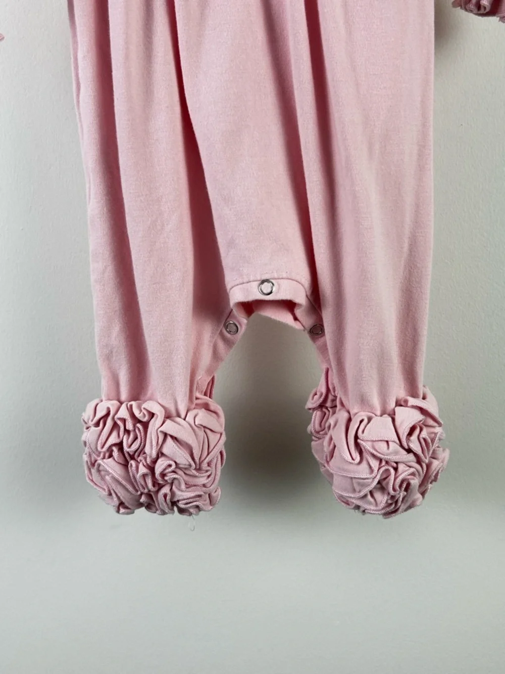 Marie Nicole Clothing Baby Pink Ruffle-Trim Footed One-Piece